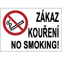 Značka Zákaz kouření – No smoking!, samolepicí fólie, 210 × 297 mm